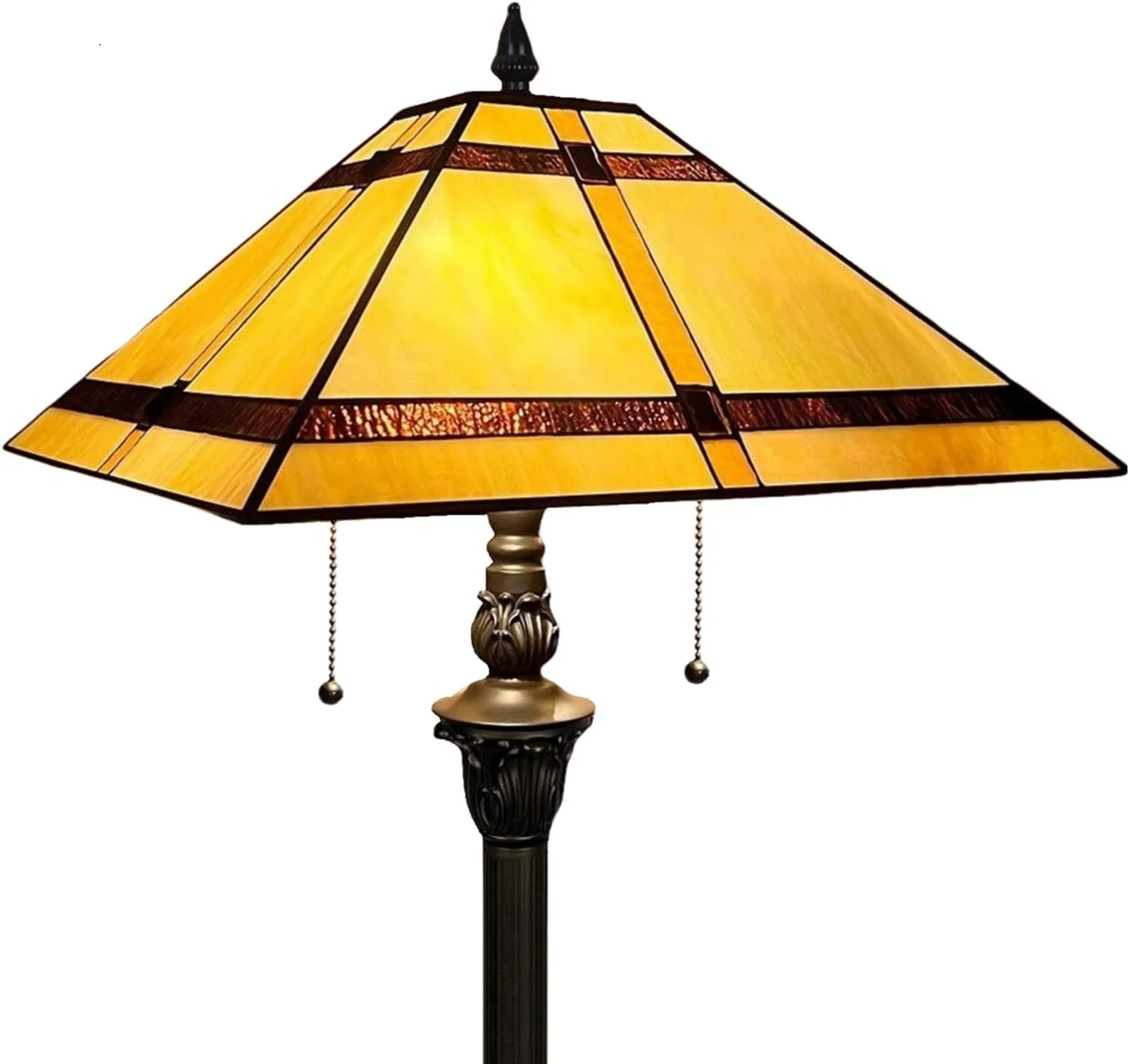 Tiffany Floor Lamp, Stained Glass Floor Lamp, Cream Cross Mission Style Floor Lamp 16X16X65 Inches Tiffany Style Reading Lamps for Living Room Bedroom Home Office