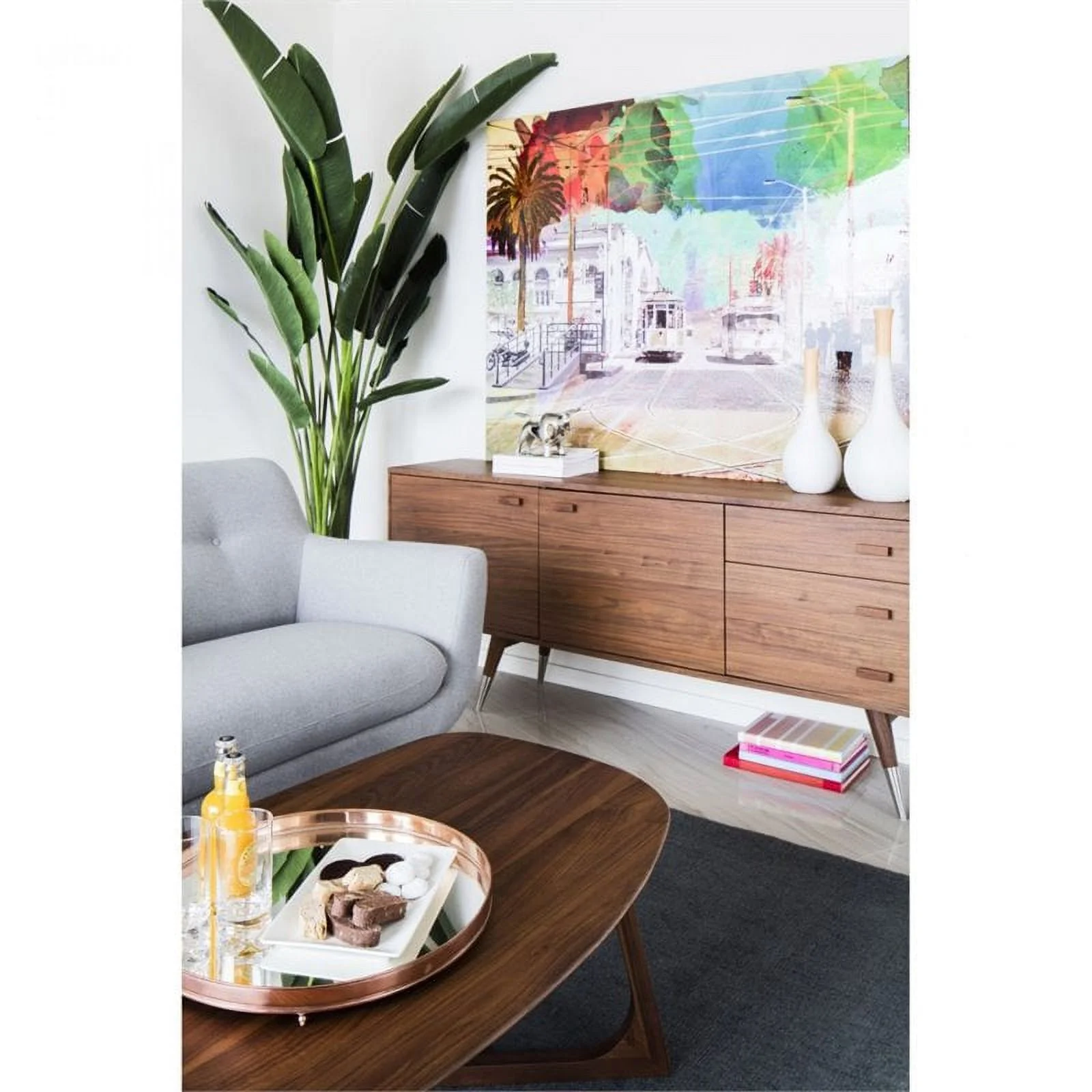 Pemberly Row 3-Drawer Modern Wood Sideboard with 2 Doors in Walnut Brown