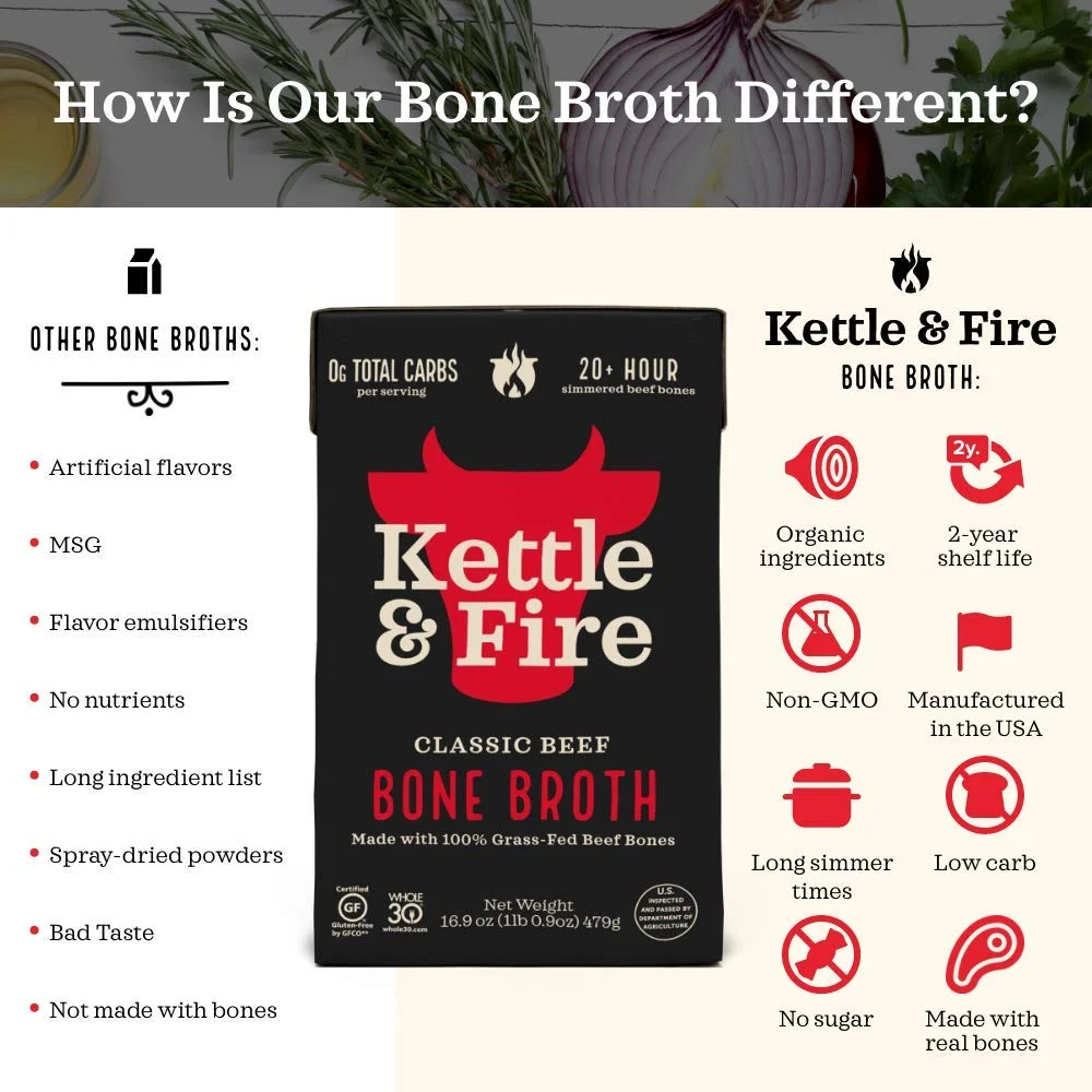 Kettle & Fire Bone Broth Beef 16.2 fl oz Pack of 3