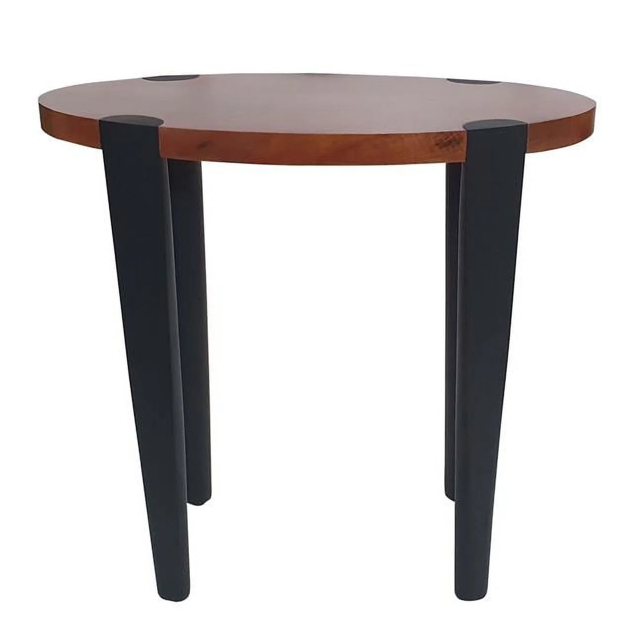 23 in. Mango Wood Iron Frame Max Oval Top End Side Table - Brown & Black