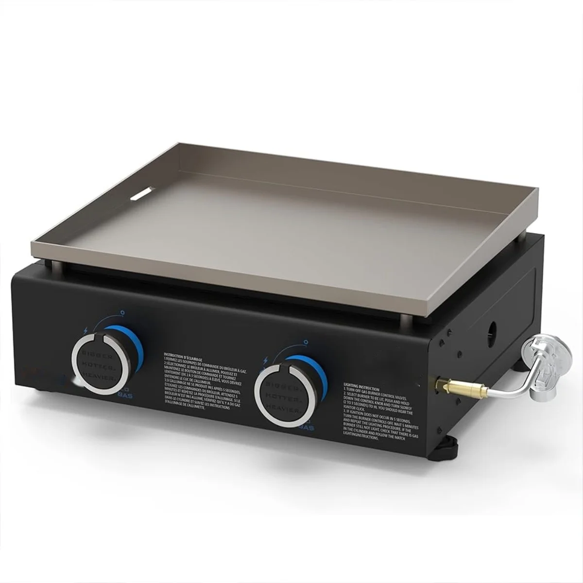 2-Burner Tabletop Gas Griddle, 18,000 BTU - 265 Square Inches Of Cooking Space