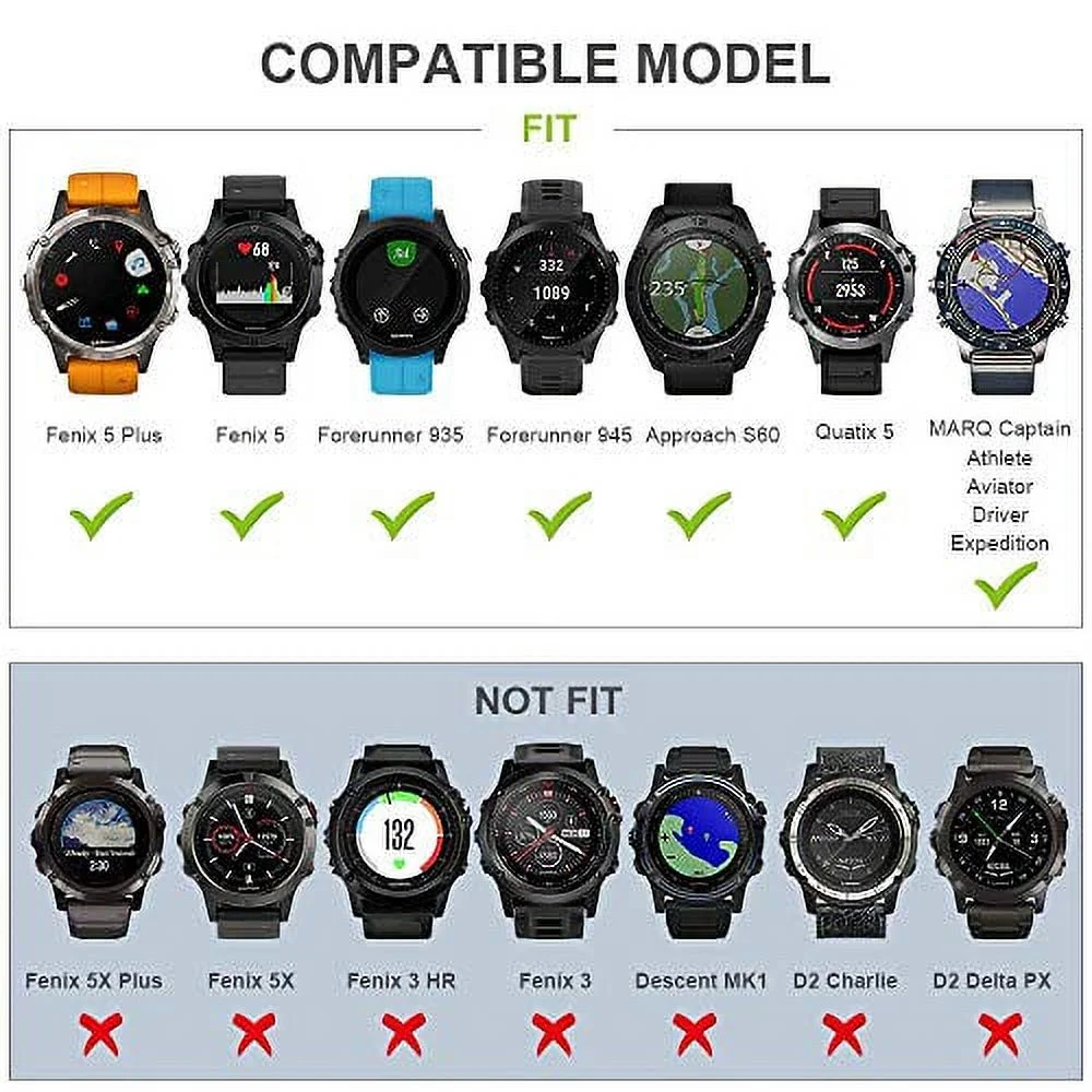 Notocity Compatible Fenix 5 Band 22mm Width Soft Silicone Watch Strap for Fenix 5/Fenix 5 Plus/Fenix 6/Fenix 6 Pro/Forerunner 935/Forerunner 945/Approach S60/Quatix 5(Black)