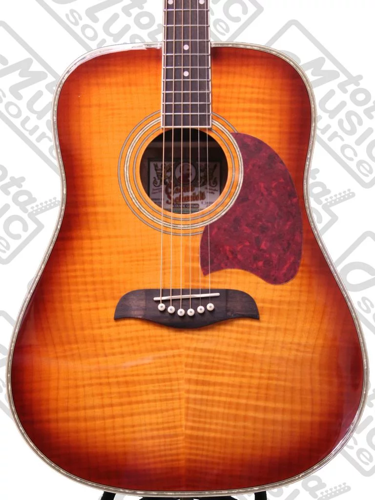 Oscar Schmidt OG2 Acoustic Guitar Flame Yellow Sunburst