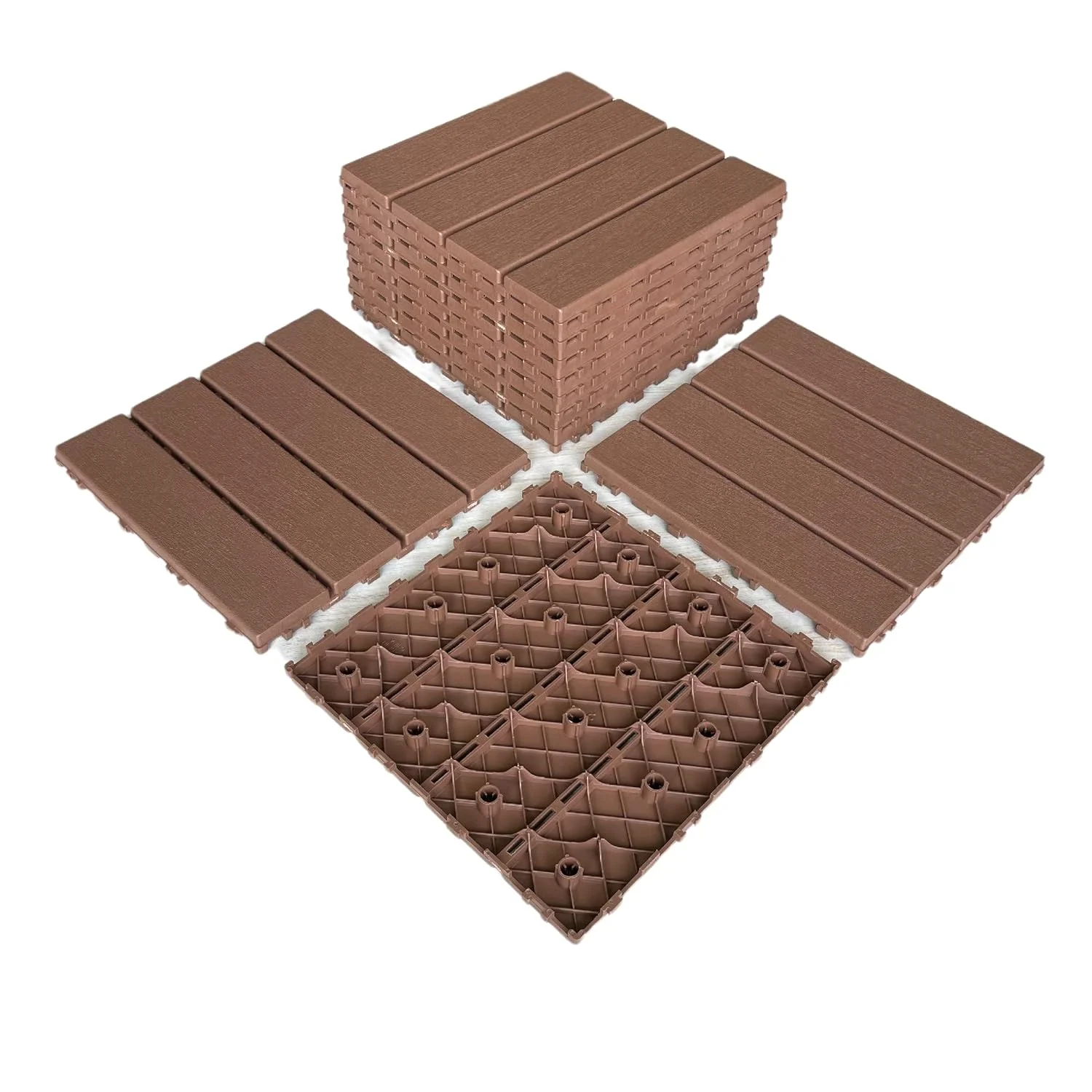 Plastic Interlocking Deck Tiles,44 Pack Patio Deck Tiles,12