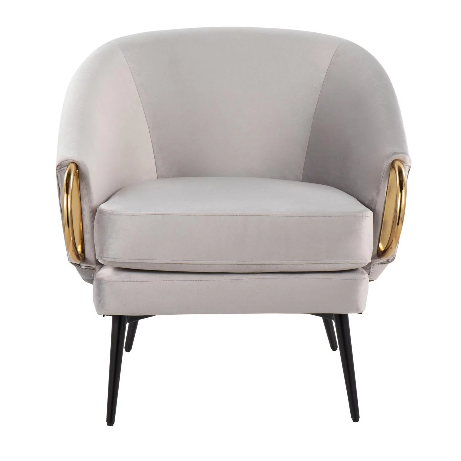 LumiSource Claire Velvet/Steel Accent Chair, Silver/Black/Gold