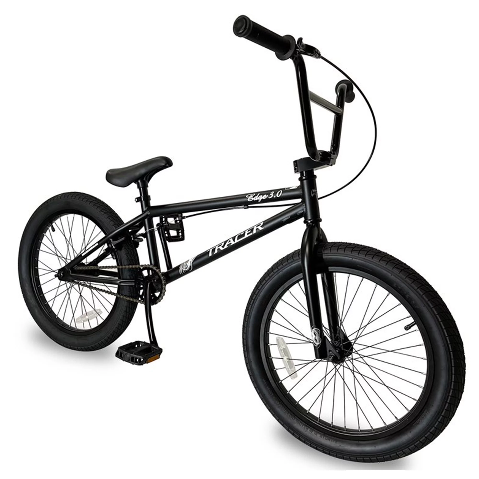 TRACER Edge 20 Inch Steel Framed Freestyle BMX Beginners Bike, Matte Black