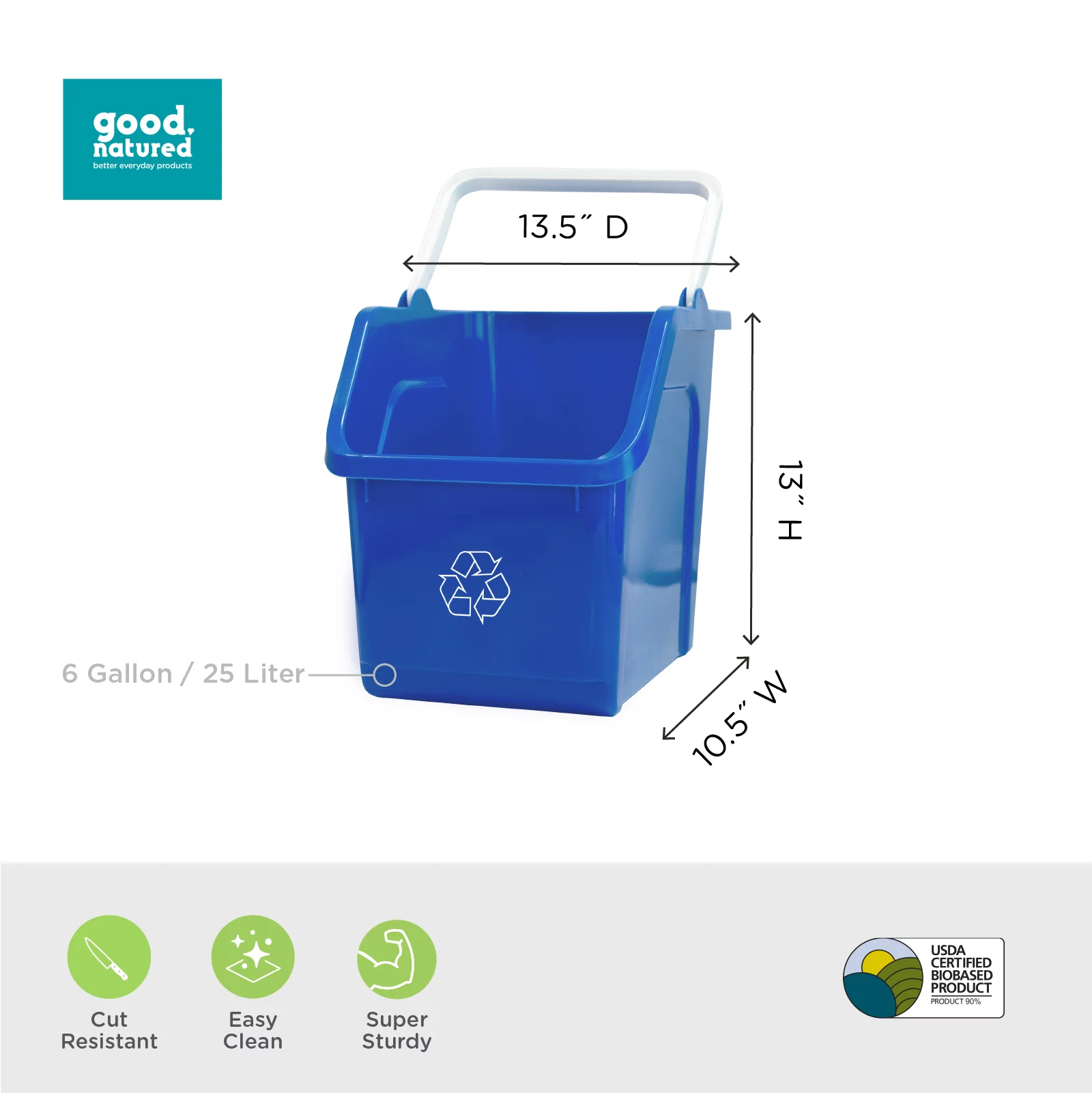 6 Gallon/25 Liter Handy Recycler with Easy Carry Handle(0942) - 3 pack