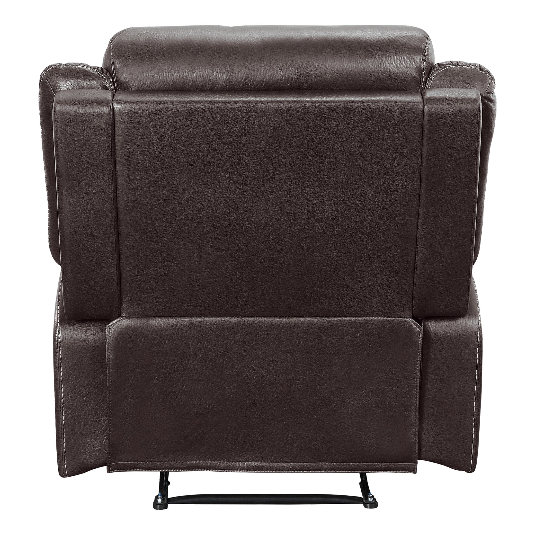 OakvillePark Audubon Polished Microfiber Upholstered Lay Flat Reclining Chair, Dark Brown