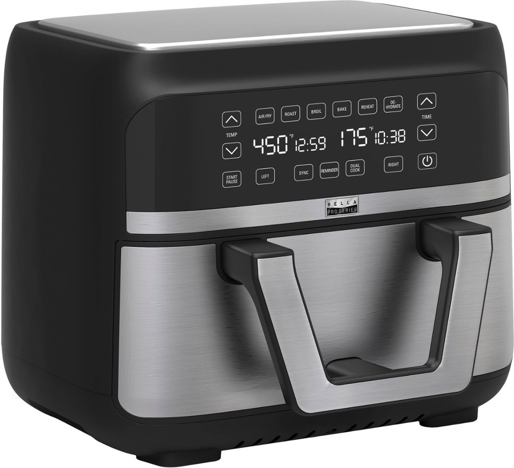 Bella Pro Series - 9-qt. Digital Air Fryer with Dual Flex Basket - Stainless Steel
