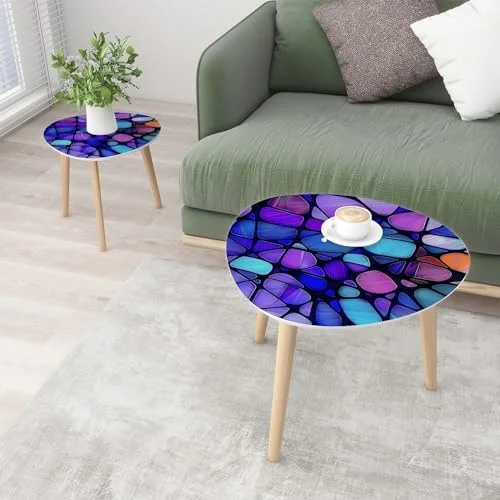 SQWCFD Small Coffee Nesting  Abstract Stained Glass Mosaic Triangle End  Center   Modern   Room Bedroom Balcony