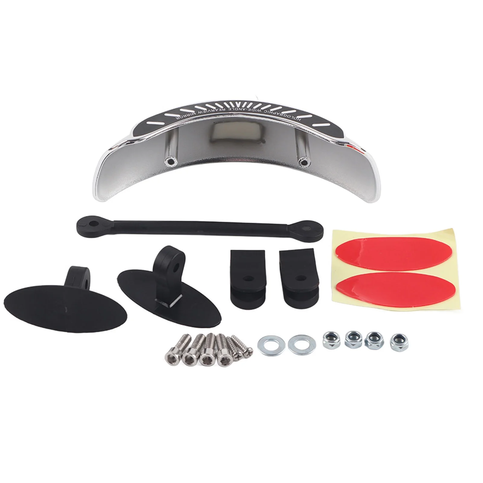 Rankomu Motorcycle Handlebar Mirror, 180 Ultra Wide Angle Rearview Wing Mirror Rear View Mirror Chromed Central Windscreen Mount Universal