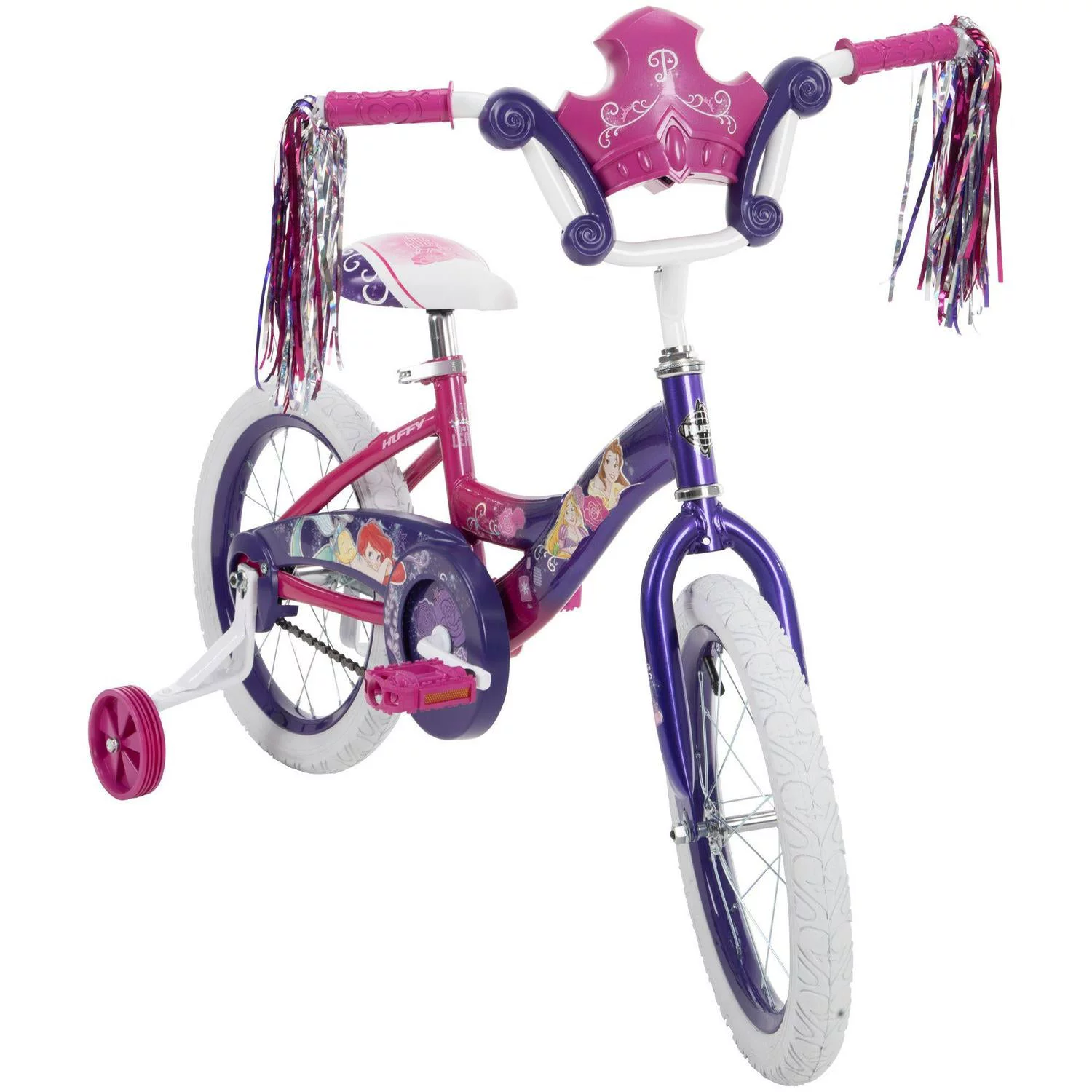 Huffy Girls' 16 in. Disney Princess Bike with Bubble-Maker, 1 Speed, Purple/Pink