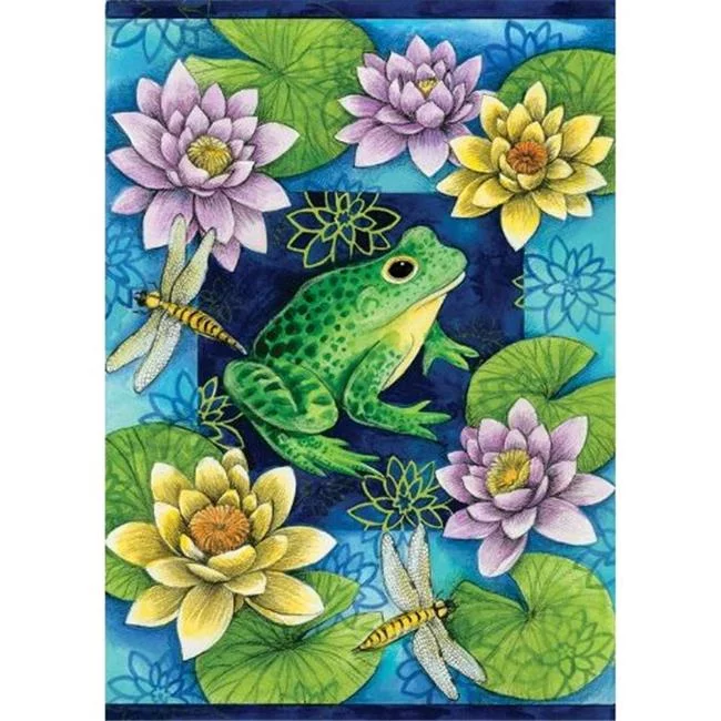Toland Home Garden  Frog & Waterlilies Garden Flag 12.5in. x 18in.