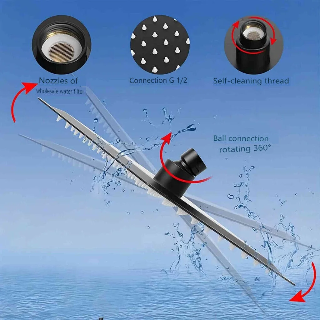 Rainfall Shower Head Handheld High Pressure Shower Head Combo 8