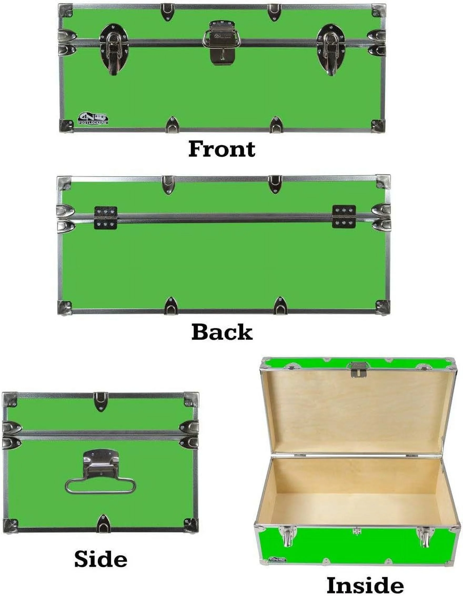 Summer Camp Trunk With Organizer Tray - Happy Camper Storage Chest - Available In 20 Colors - 32 X 18 X 13.5 Inches (Lime Green)