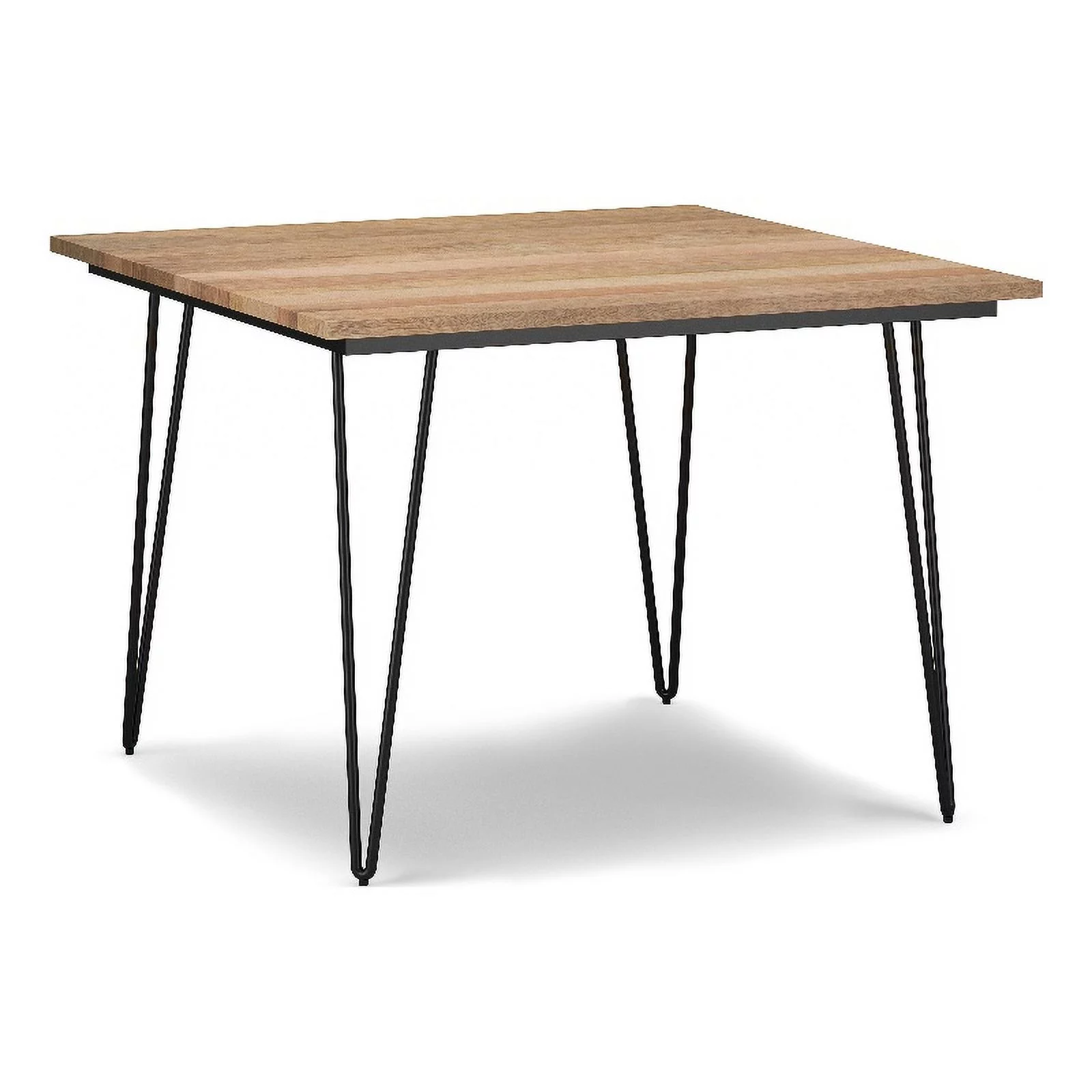Pemberly Row Square Contemporary Metal/Wood Dining Table in Brown