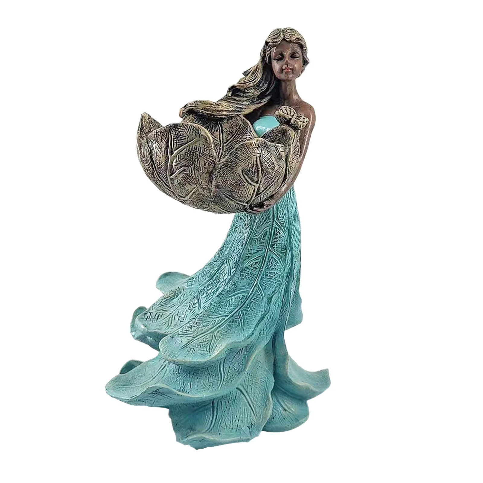 figatia Bird Feeder Garden Statue Holder Crafts Bird Bath Tray Decorative Art Sculpture Resin Figurine for Decor Bedroom Indoor Porch