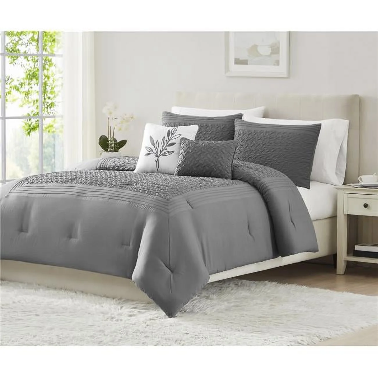 RT Designers Collection  Luna Comforter, Charcoal - King Size - 5 Piece
