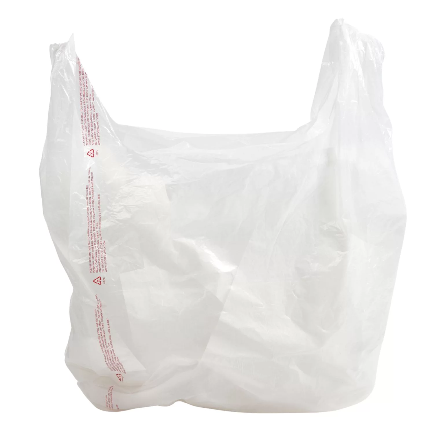 SSWBasics Large White Plastic T-Shirt Bags (Case of 500) - 18