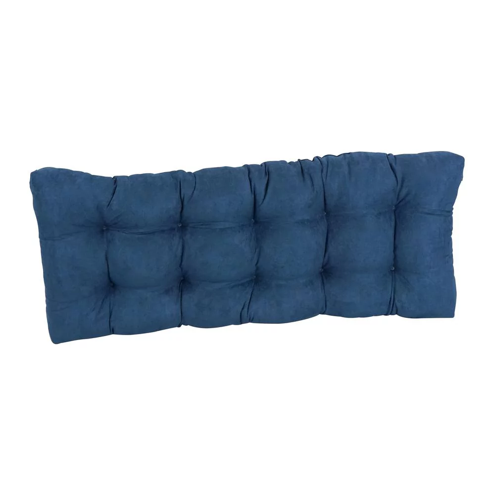 Blazing Needles  51 x 19 in. Tufted Solid Microsuede Bench Cushion, Indigo