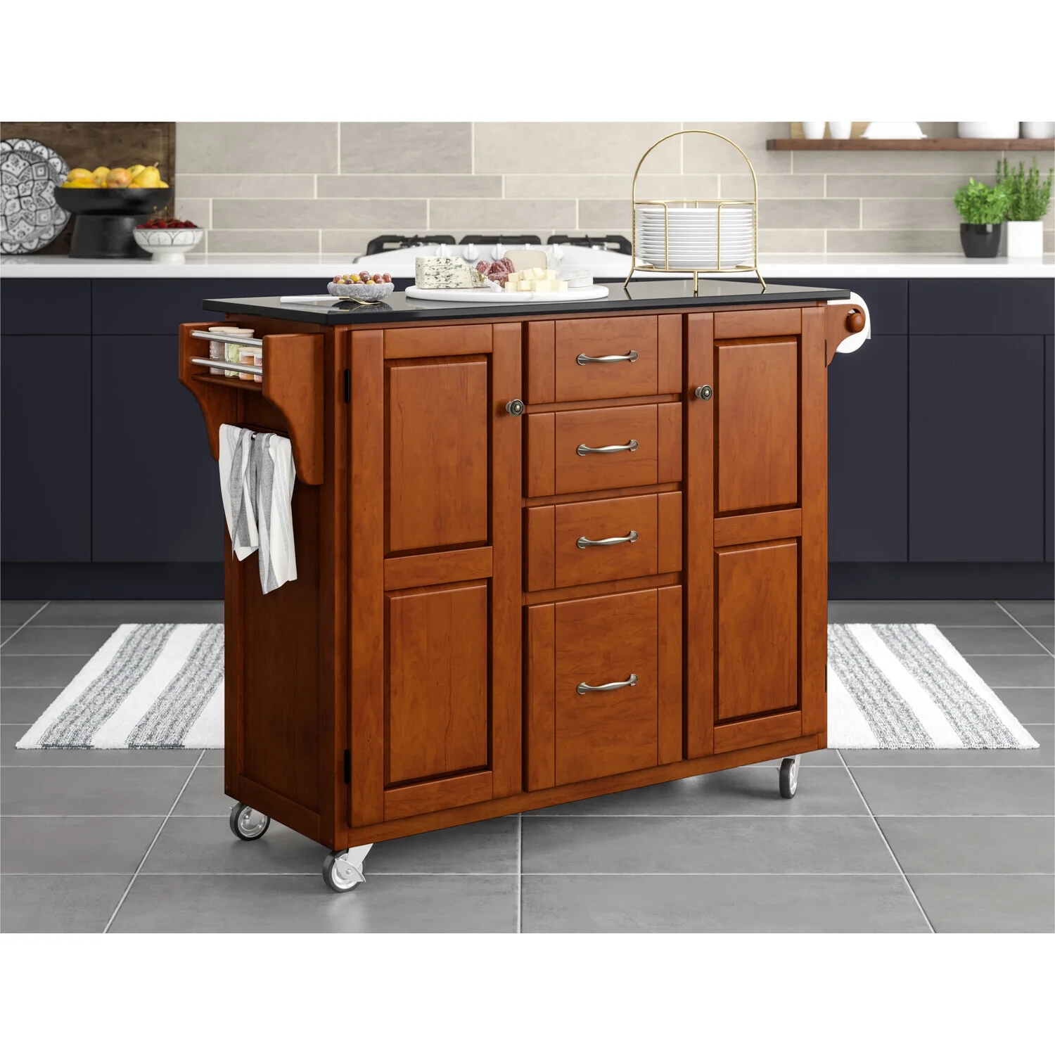Homestock Southwestern Style Brown Wood Kitchen Cart