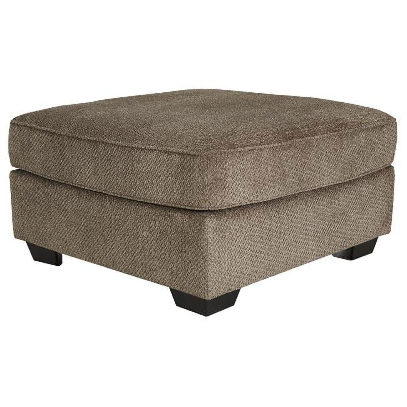 Fabric Upholstered Square Oversized Ottoman with Tapered Block Legs - Brown - 20 x 37 x 37 in.