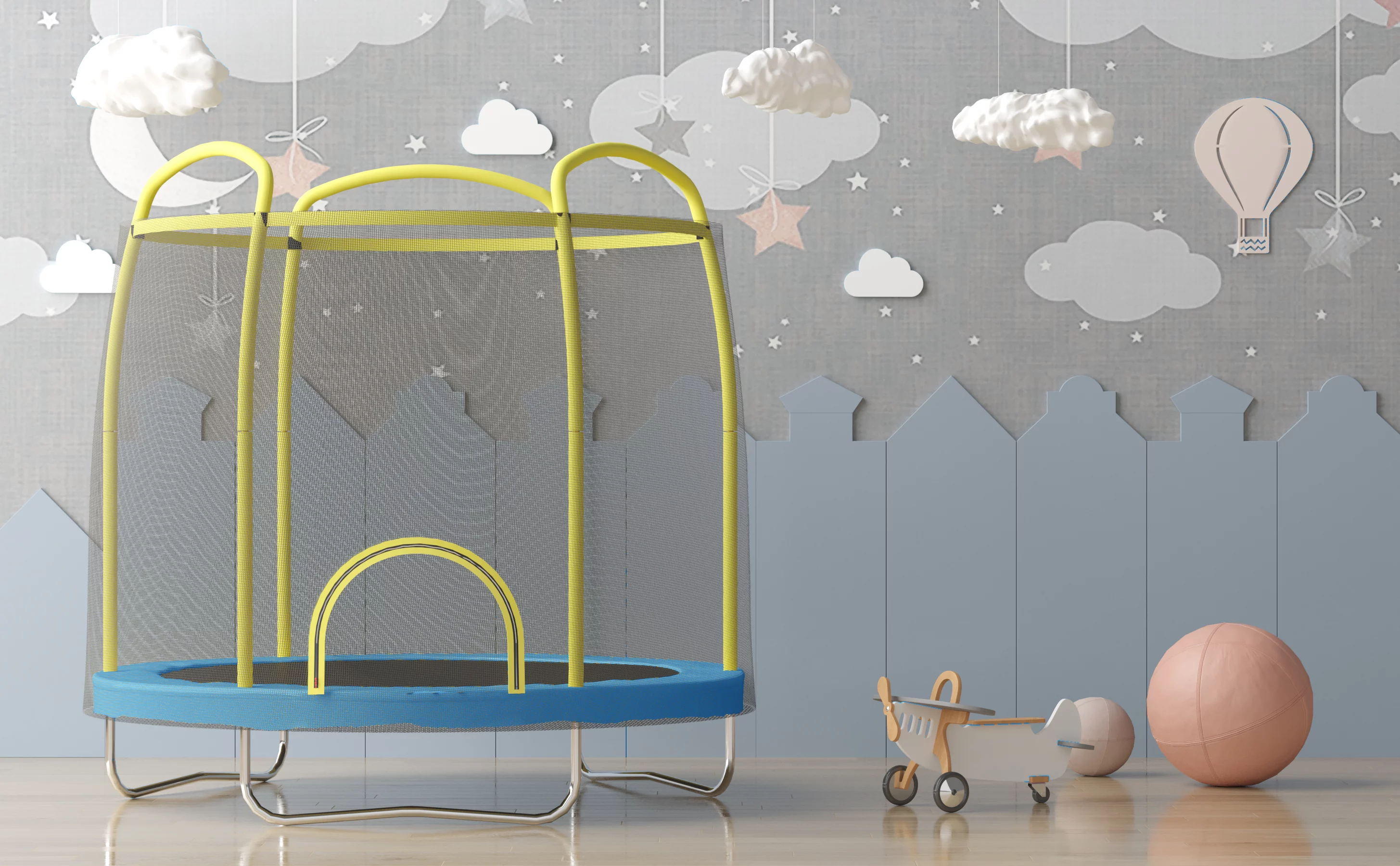 Airzone Jump Premier 7ft Youth Trampoline- Yellow/Blue