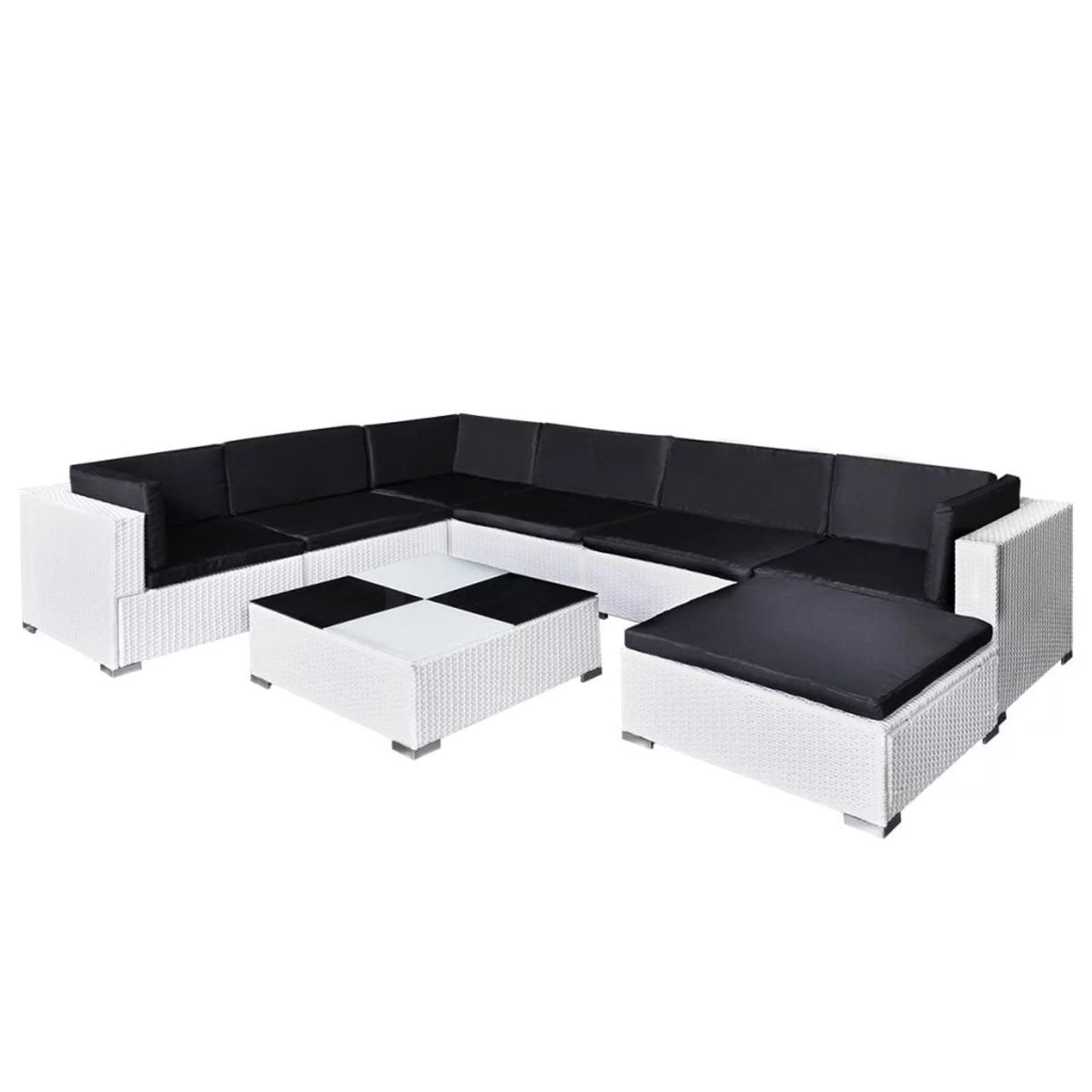 Irfora ,Patio Conversation Patio Furniture Set 8 Piece Patio Couches Patio PolyCouches Patio Poly Rattan White Set With Cushions And Center SofasSofa With Coffee Table Poly Zeyuan