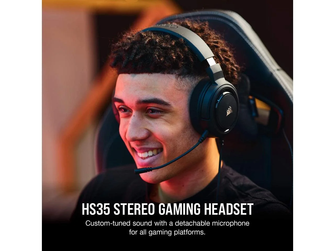 CORSAIR HS35-Stereo Gaming Headset-Memory Foam Earmuffs-Headset for PC, Mac, Xbox One