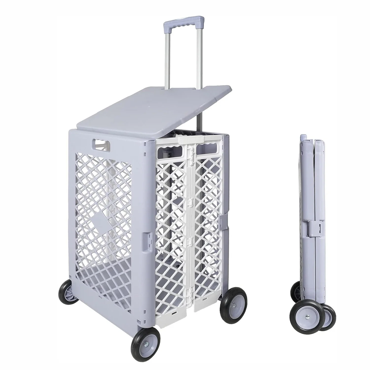 Versatile Foldable Rolling Cart - Yellow/Gray - Easy Transport