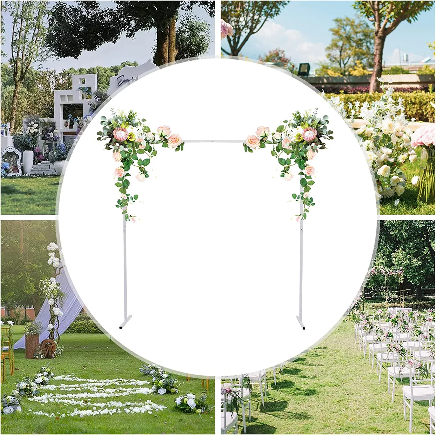 2*2m Metal Square Wedding Arch Rack Ceremony Party Backdrop Decor Stand White