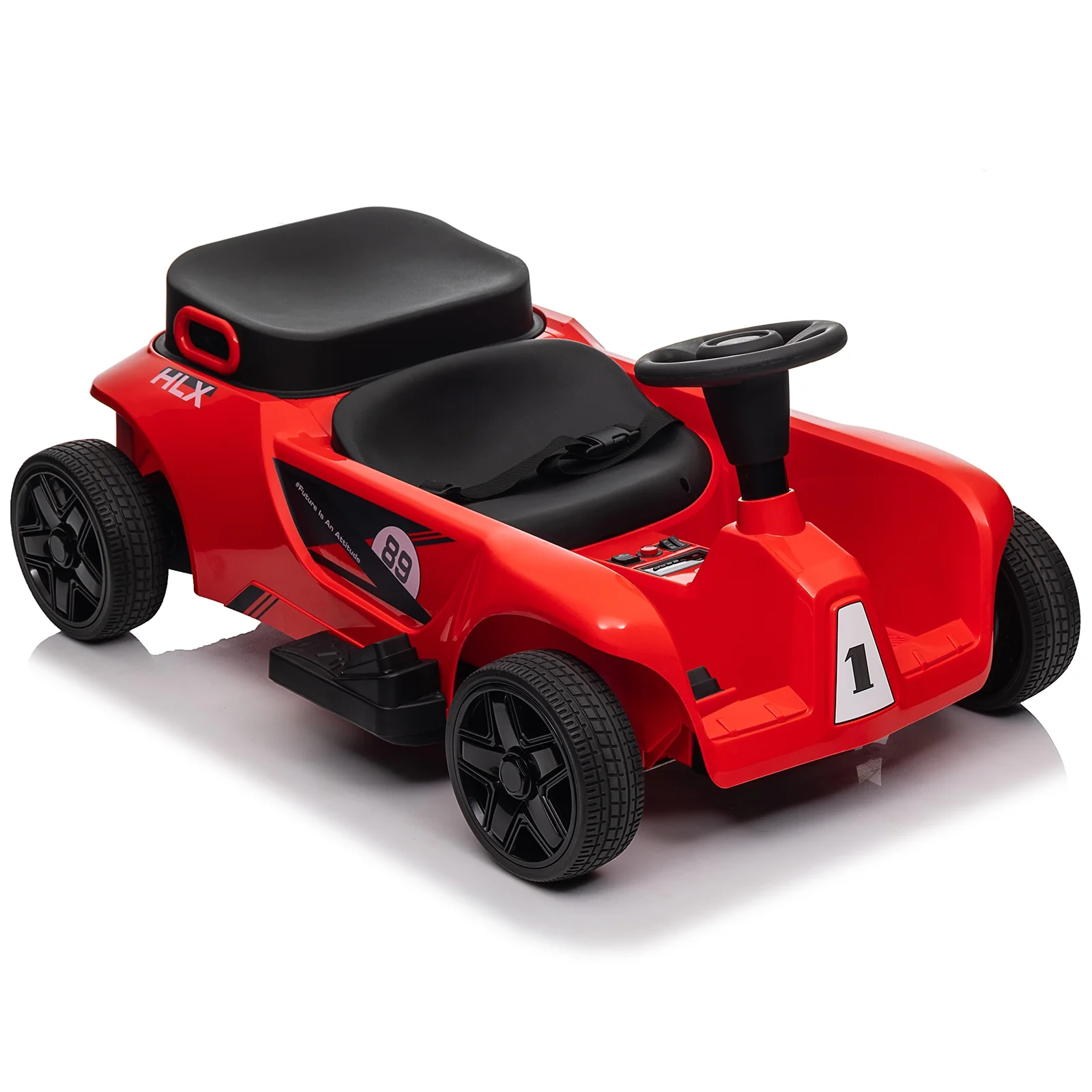 JOYLDIAS 2-Seater Kids Go Kart 24V Parent-Child Ride On Car with Remote Control, Music, Horn, Tool Box (Red)