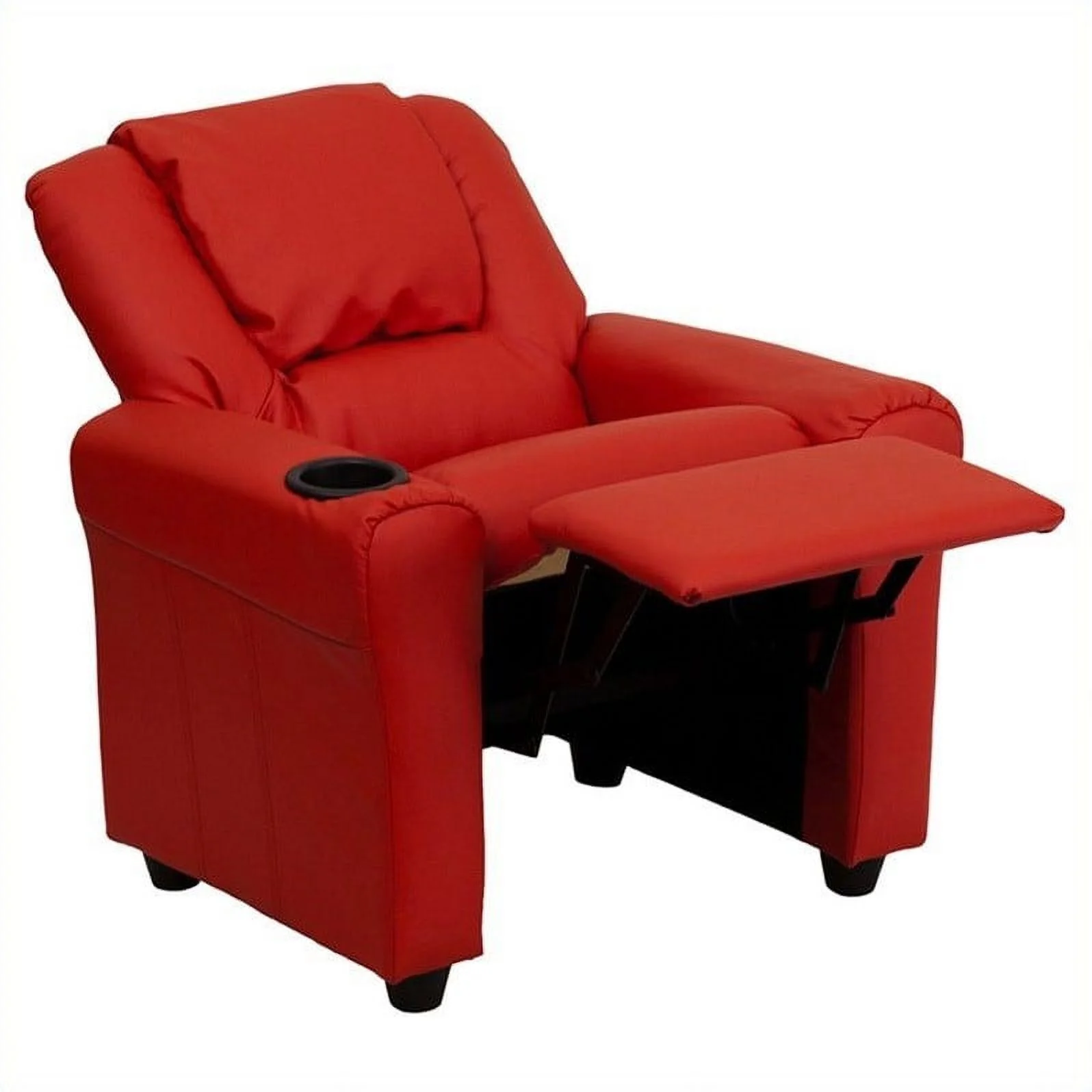 Bowery Hill Kids Faux Leather Recliner in Red