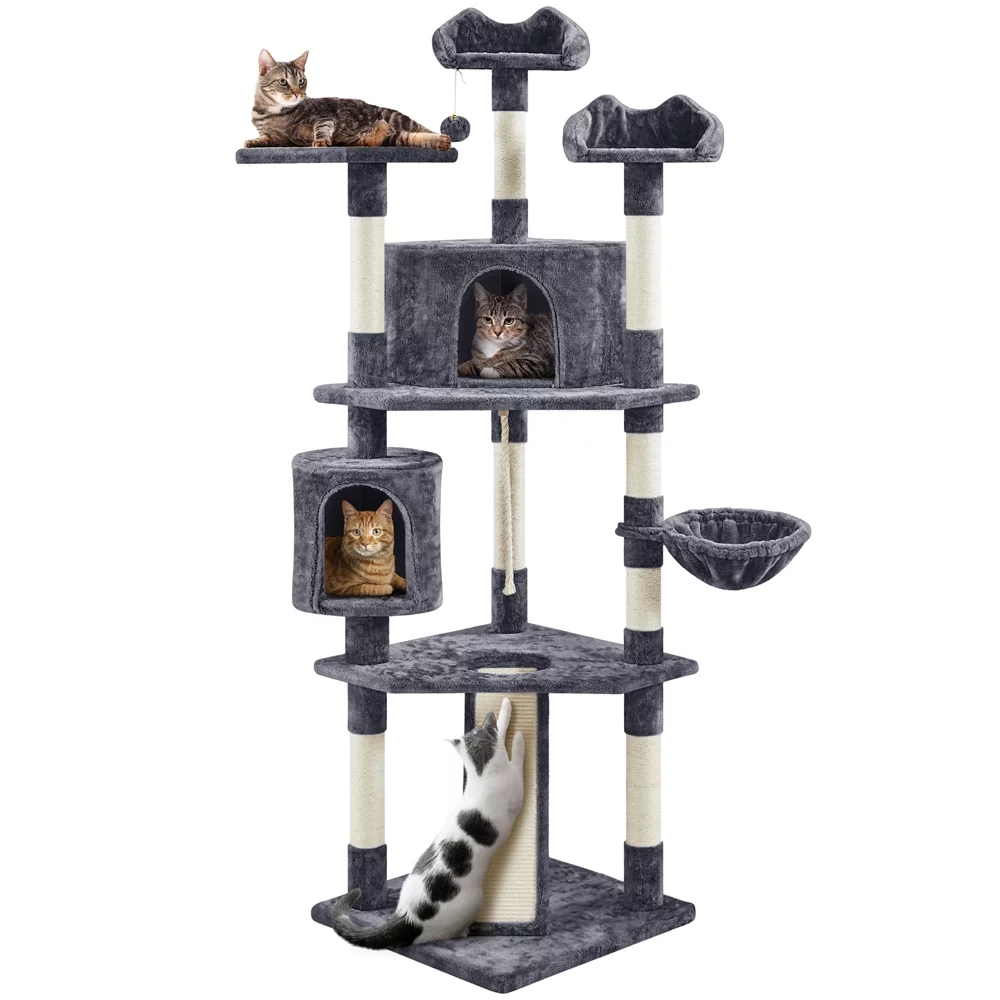 Yaheetech 79'' Multilevel Cat Tree with Condos & Scratching Posts,Dark Gray