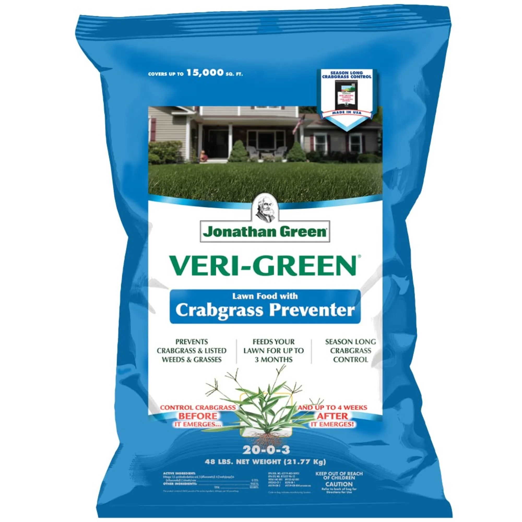Jonathan Green Veri-Green Lawn Food with Crabgrass Preventer 15M (15,000 sq ft Coverage)