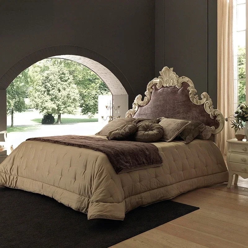 European  double  master bedroom wedding French solid wood carved princess palace luxury villa king bed