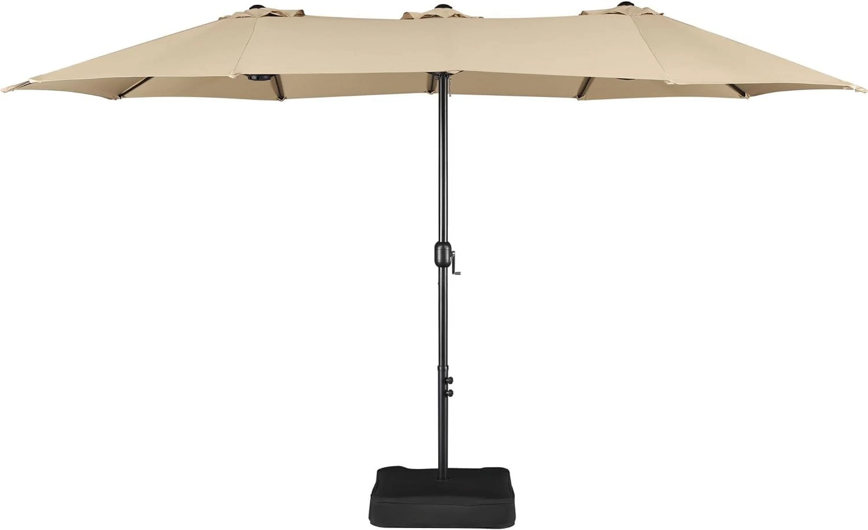 U-SHARE 15 ft Triple-size Patio Umbrella w/Base Included - Market Extra-Large Double Sided Umbrella - Twin-size Patio Parasol w/Easy Crank & 12 Strong Ribs & Ventilation Openings,Tan