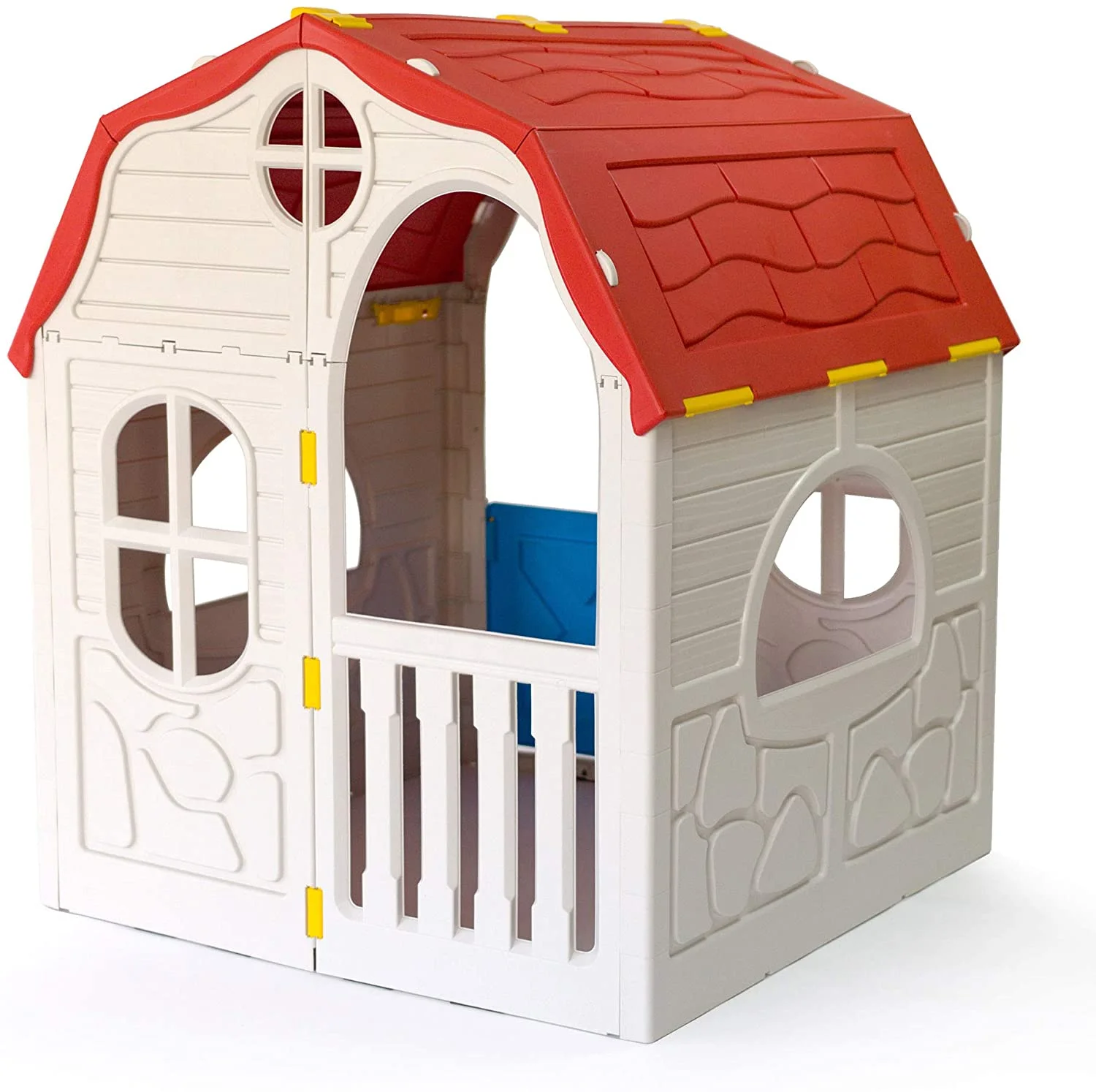 Classic Real Feel Cottage Compact Foldable Plastic Toddler Roomy Outdoor Playhouse for Children Ages 2 Years Old and Up