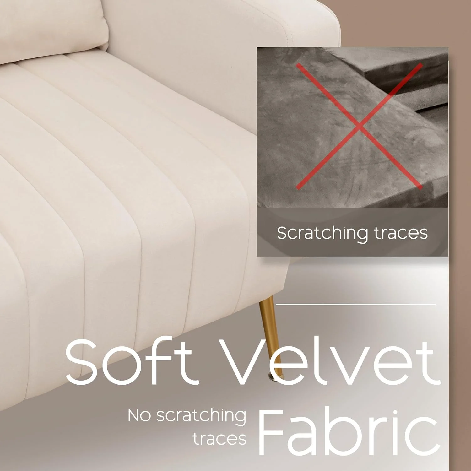 YUUIJOAA Accent Chair Ottoman Upholstered Velvet Wingback Armchair with Pillows Set of 2,Beige