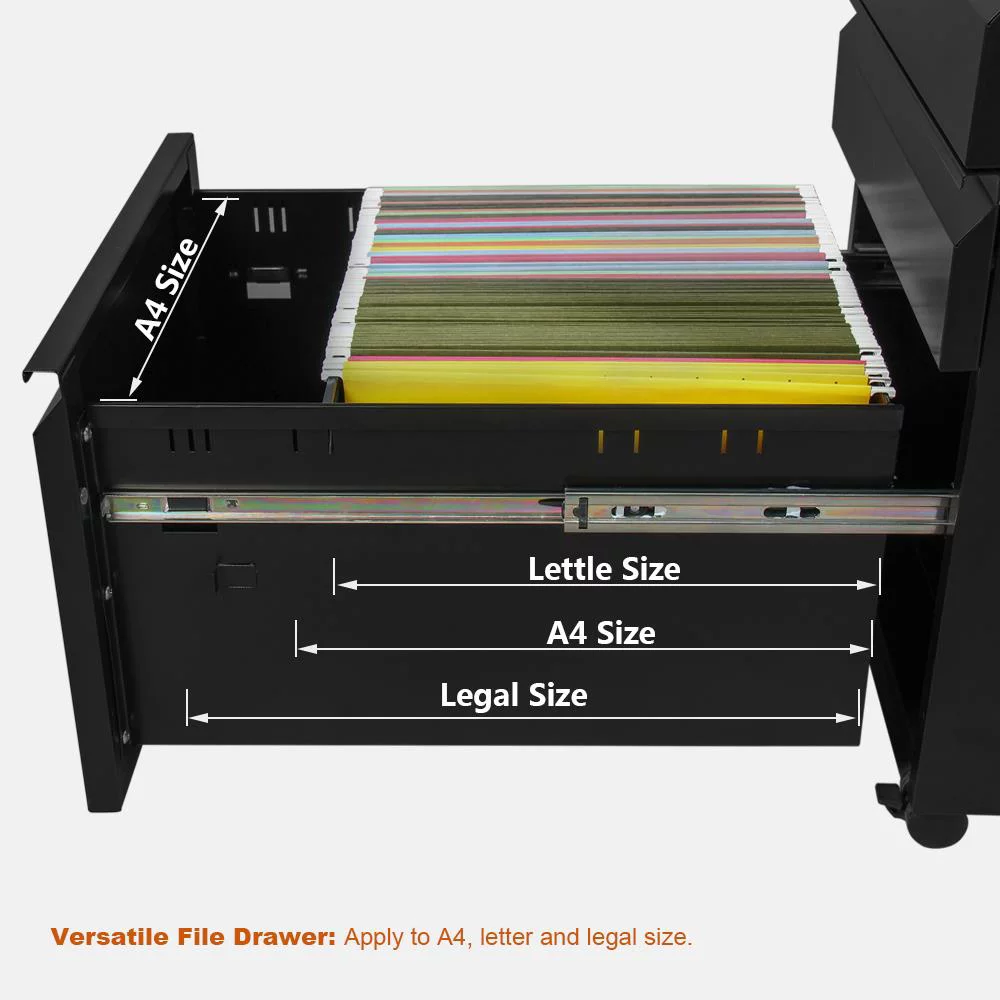 Winado 3 Drawer Metal Mobile File Cabinet with Lock Rolling Steel Office Cabinet with drawers