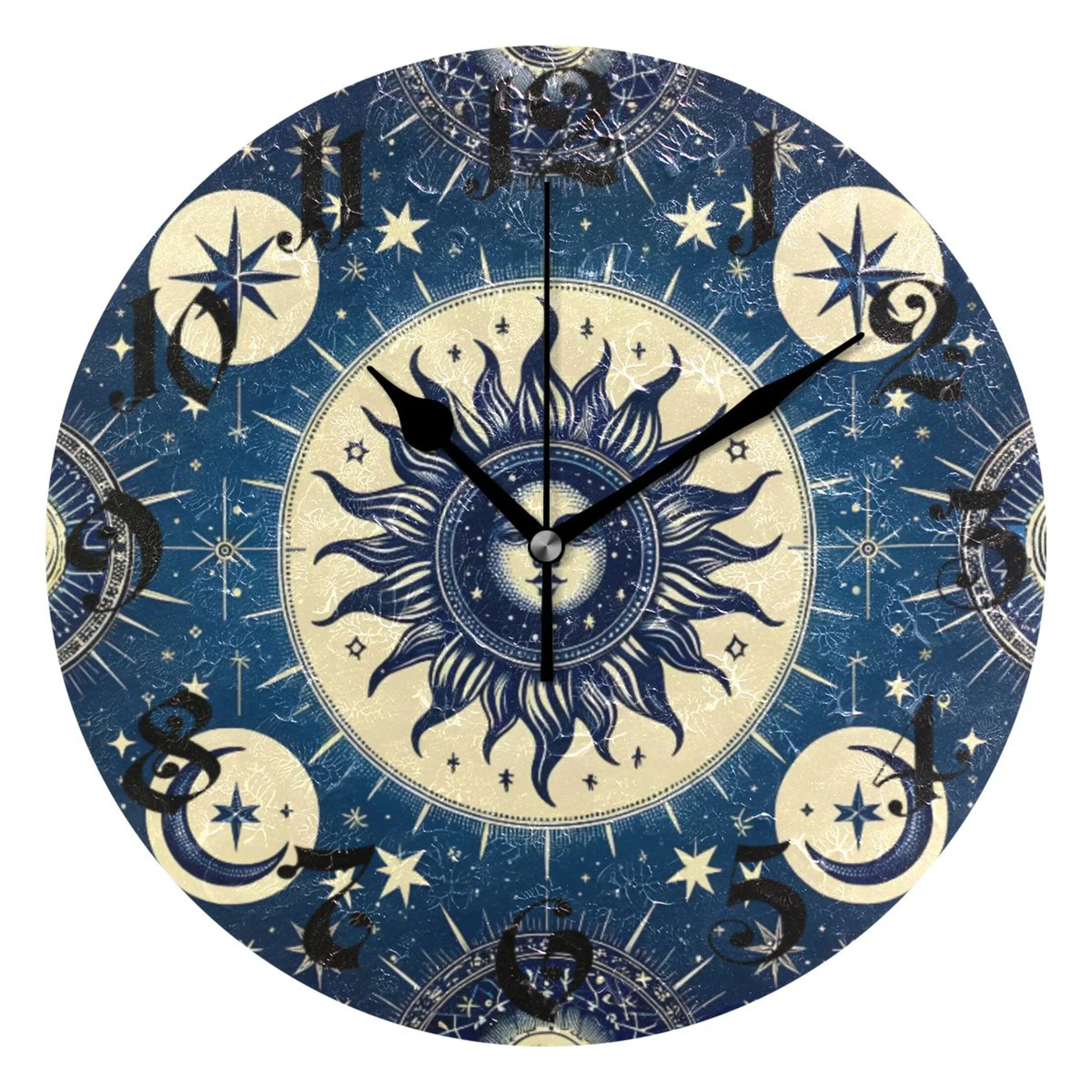 Silent Wall Clock Bohomia Head and Moon 10