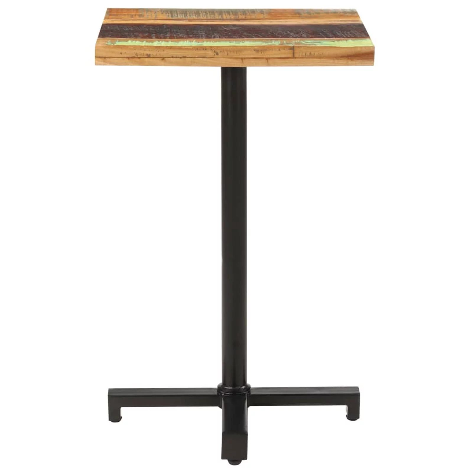 Anself Bistro Table Reclaimed Wood Tabletop Bar Table with Iron Base Counter Height Pub Table for Kitchen, Dining Room, Cafe, Home Furniture 19.7 x 19.7 x 29.5 Inches (L x W x H)
