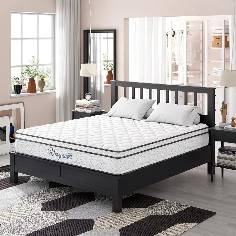Queen Mattress, 10 Inch Hybrid Mattress with Memory Foam & Pocket Spring, Ergonomic Design(60 x 80 x10 Inches, Queen Size)
