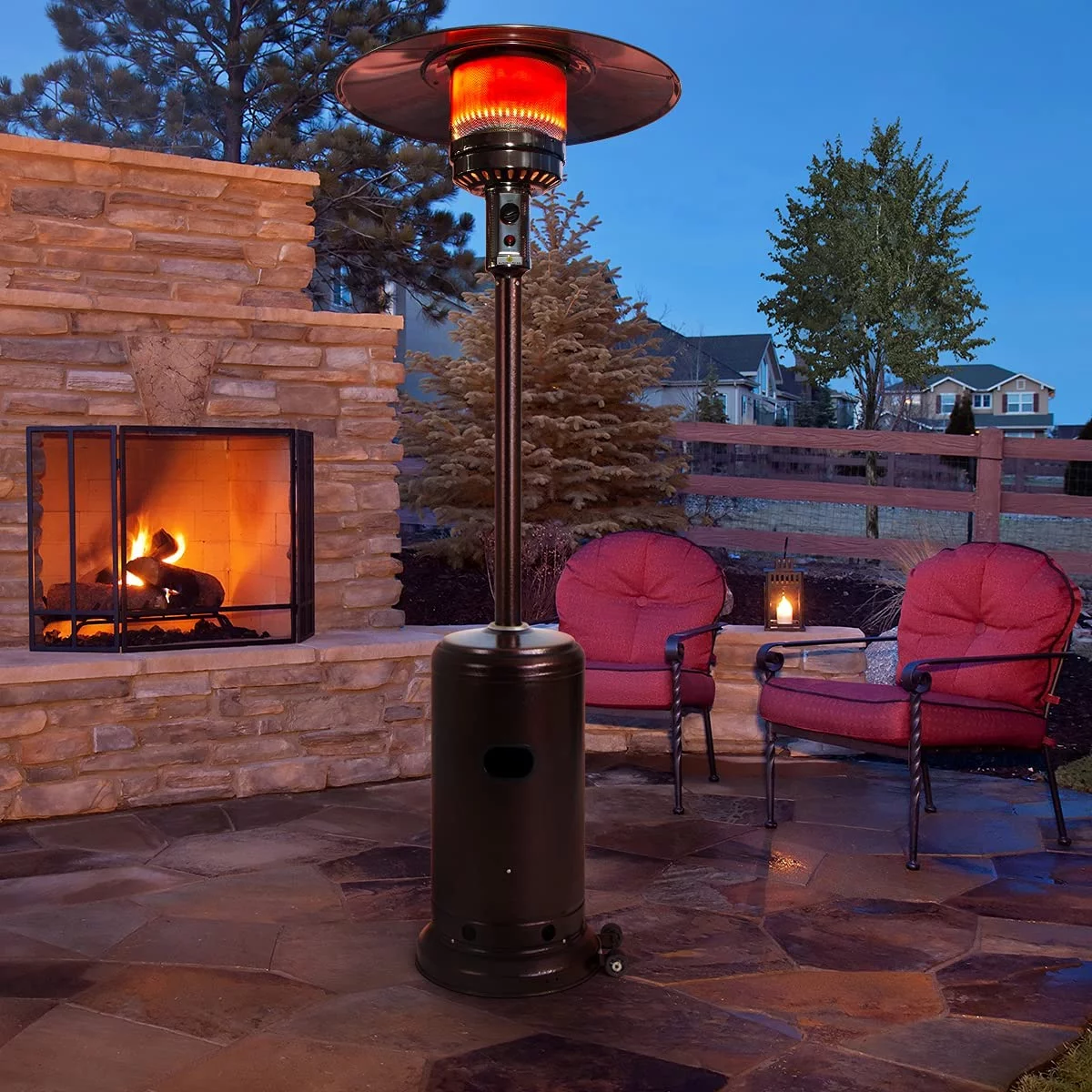 Pamapic 46000 BTU Propane Patio Heater with Cover and Wheels