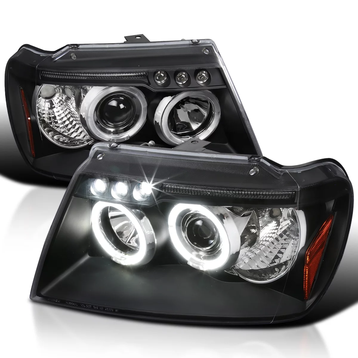 Spec-D Tuning  Halo LED Projector Headlights for 99 to 04 Jeep Grand Cherokee- Black - 10 x 19 x 22 in.