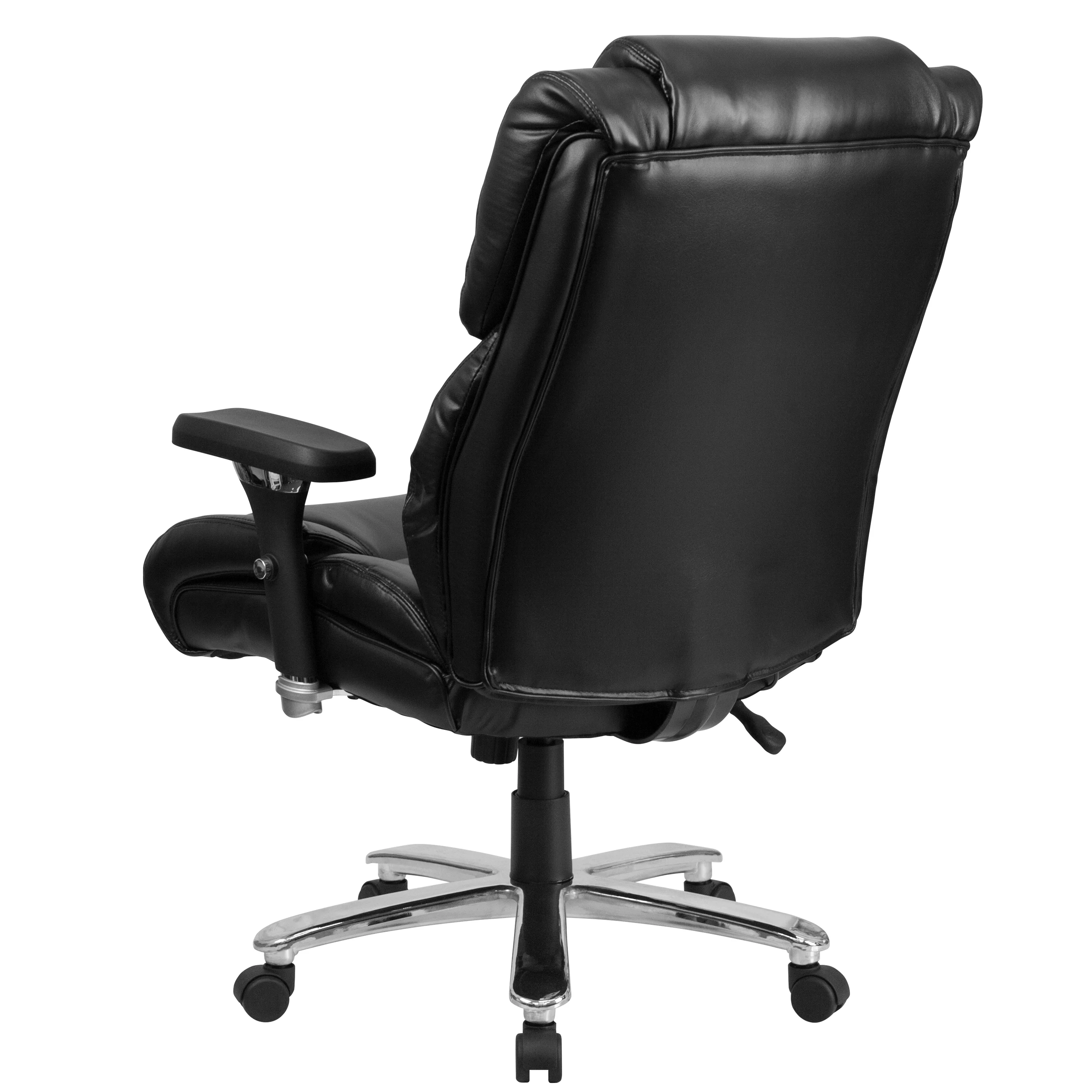 Emma + Oliver 24/7 400 lb. High Back Black LeatherSoft Ergonomic Office Chair, Lumbar Knob