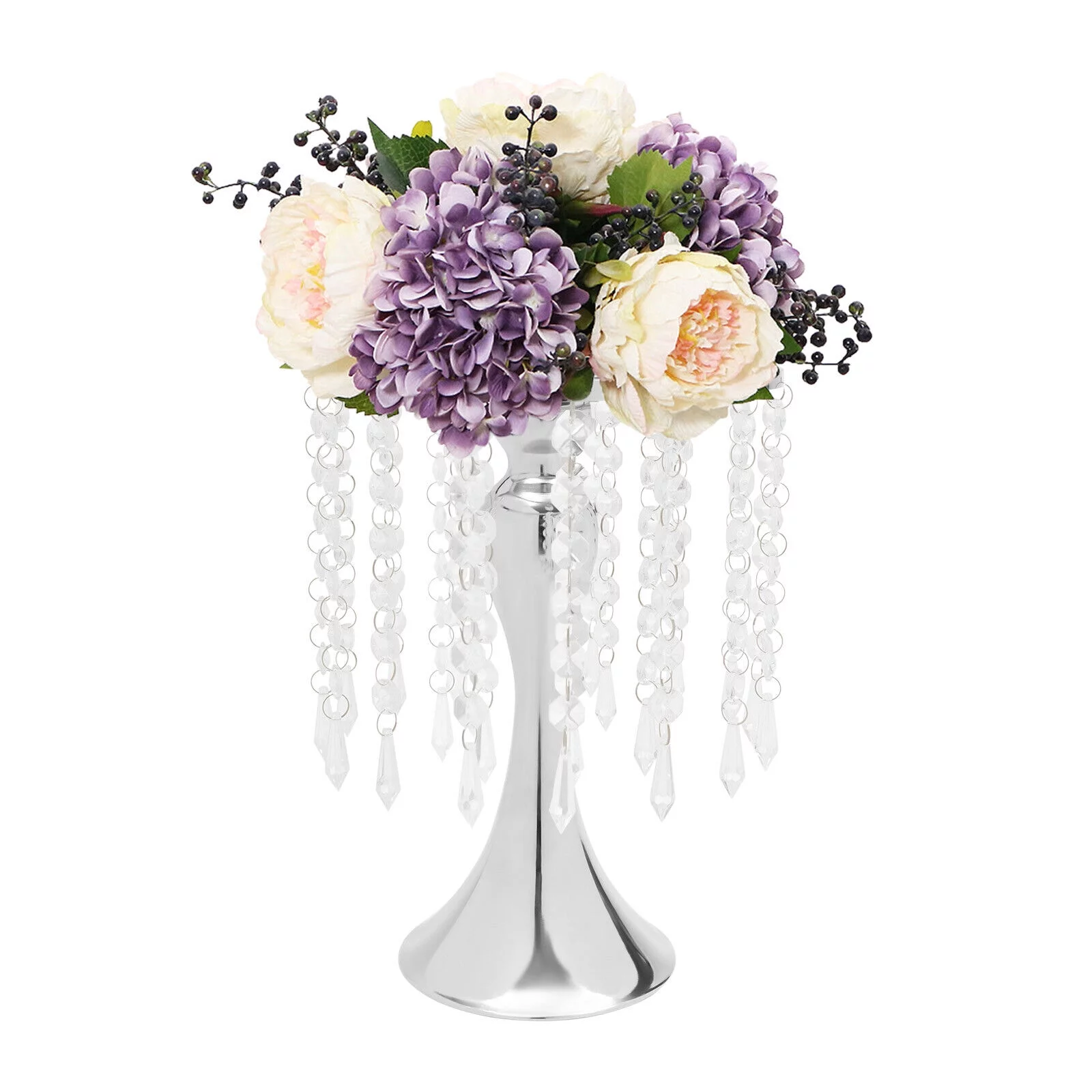 Silver Metal Flower Vases Crystal Flower Stand Wedding Centerpieces Party 10pcs