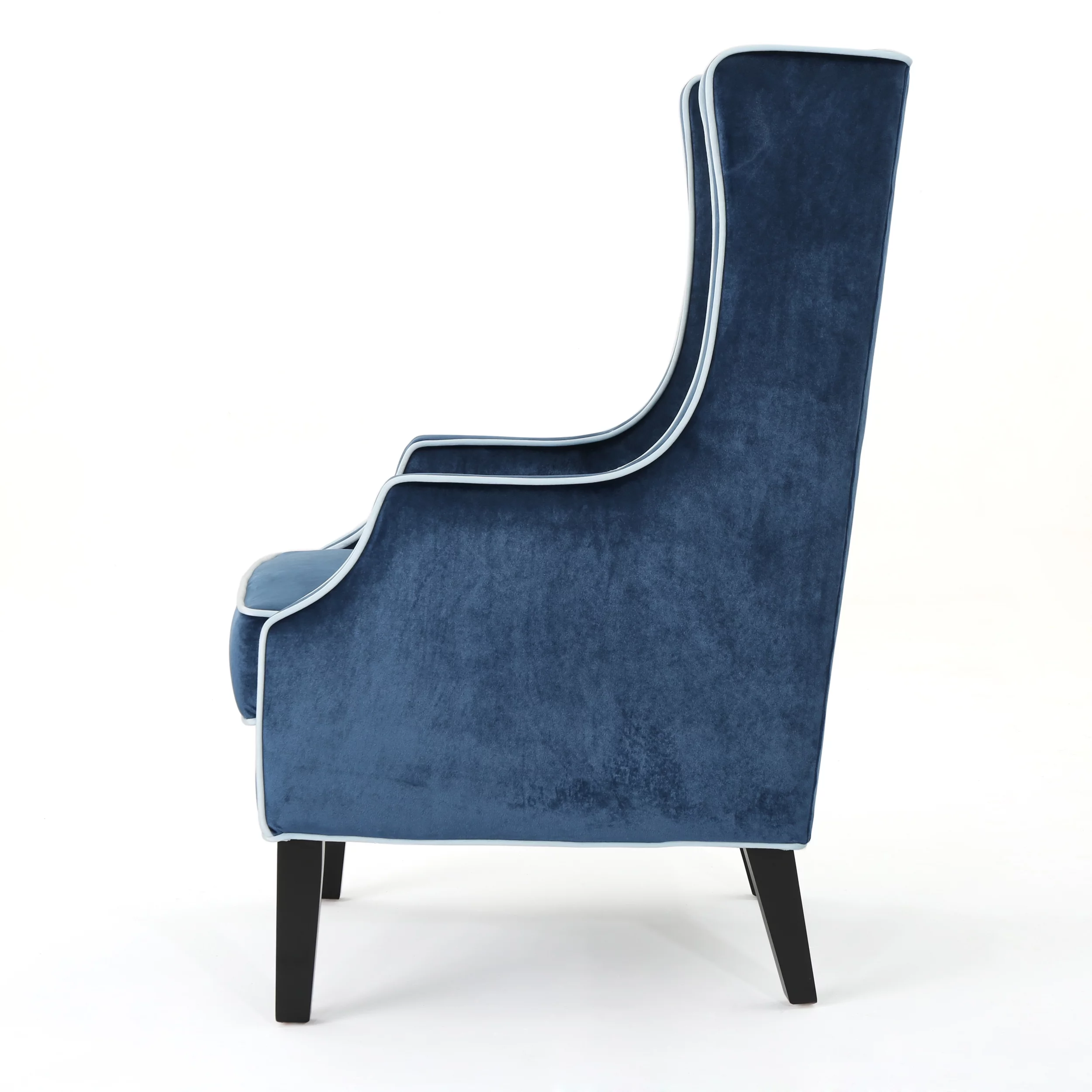 GDF Studio Gerrish Modern Velvet Two Toned Club Chair with Tonal Piping, Cobalt, Light Blue, and Espresso