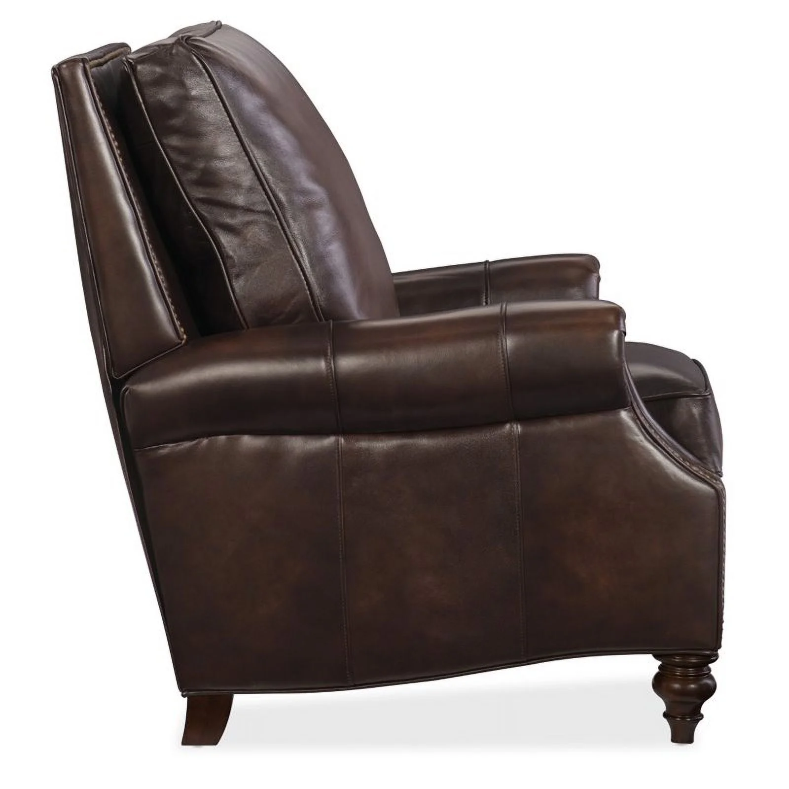 Bowery Hill Leather Recliner Chair in Brown and Dark Walnut
