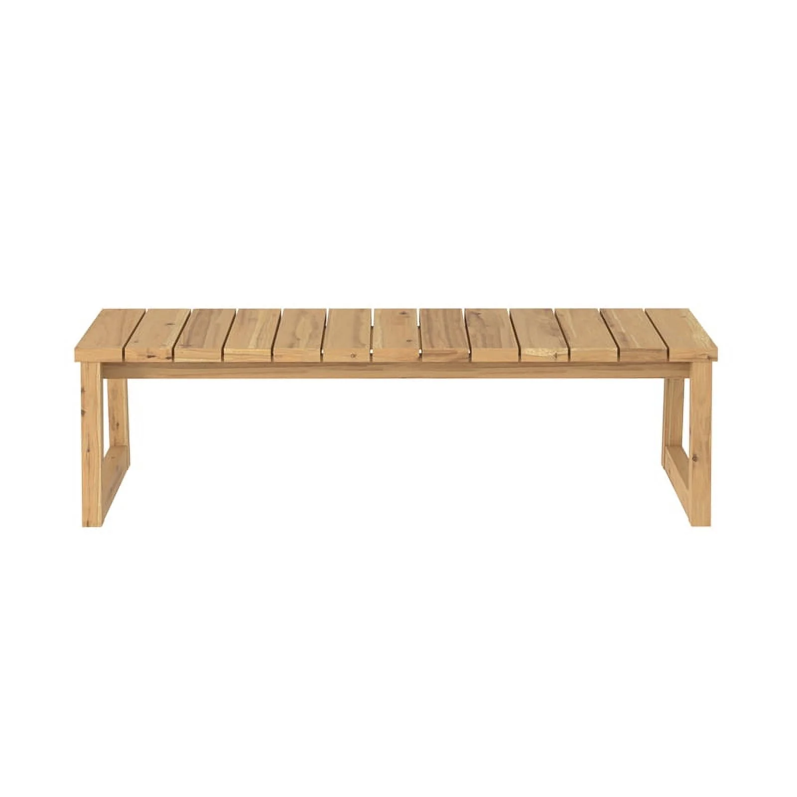 Modern Solid Wood Outdoor Slat-Top Coffee Table - Natural